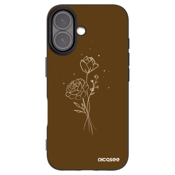 Picasee silikonowe czarne etui na Apple iPhone 16 - Brown flowers