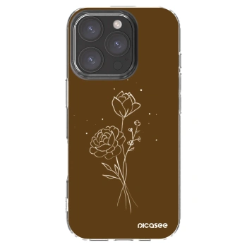 Picasee silikonowe przeźroczyste etui na Apple iPhone 16 Pro - Brown flowers