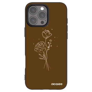 Picasee silikonowe czarne etui na Apple iPhone 16 Pro Max - Brown flowers