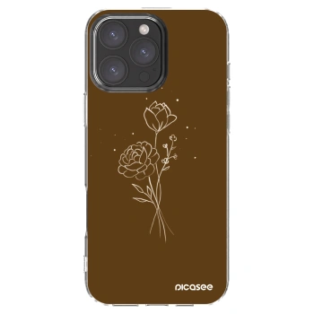 Picasee silikonowe przeźroczyste etui na Apple iPhone 16 Pro Max - Brown flowers