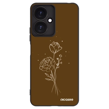 Picasee silikonowe czarne etui na Xiaomi Redmi 13C 5G - Brown flowers