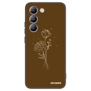 Picasee silikonowe czarne etui na Vivo V40 SE 5G - Brown flowers