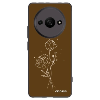 Picasee silikonowe czarne etui na Xiaomi Redmi A3 - Brown flowers
