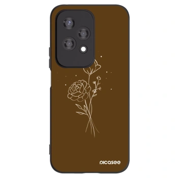 Picasee silikonowe czarne etui na Honor 200 Lite - Brown flowers