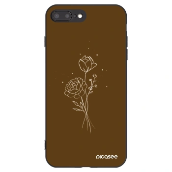 Picasee silikonowe czarne etui na Apple iPhone 7 Plus - Brown flowers