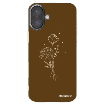 Picasee silikonowe przeźroczyste etui na Apple iPhone 16 Plus - Brown flowers