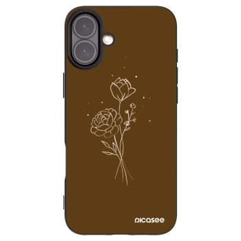Picasee silikonowe czarne etui na Apple iPhone 16 Plus - Brown flowers