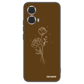 Picasee silikonowe czarne etui na Motorola Moto G85 - Brown flowers