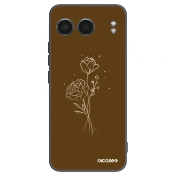 Picasee silikonowe czarne etui na OnePlus Nord 4 - Brown flowers