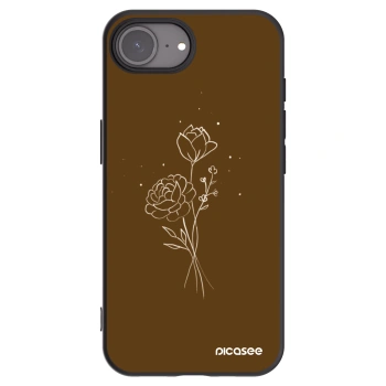 Picasee silikonowe czarne etui na Apple iPhone 16e - Brown flowers