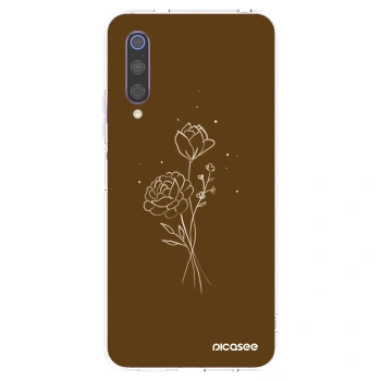 Picasee silikonowe przeźroczyste etui na Xiaomi Mi 9 - Brown flowers