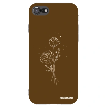 Picasee silikonowe przeźroczyste etui na Apple iPhone 7 - Brown flowers