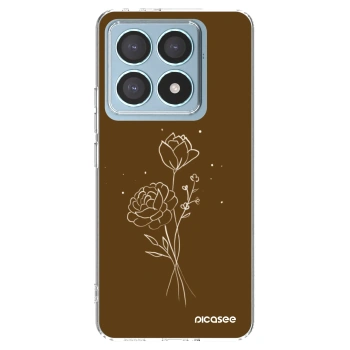 Picasee silikonowe przeźroczyste etui na Xiaomi 14T Pro - Brown flowers