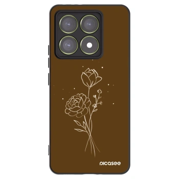 Picasee silikonowe czarne etui na Xiaomi 14T - Brown flowers