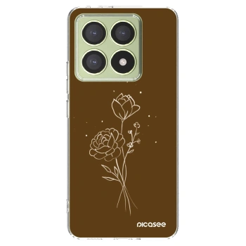 Picasee silikonowe przeźroczyste etui na Xiaomi 14T - Brown flowers