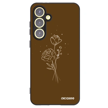 Picasee silikonowe czarne etui na Samsung Galaxy S24 FE S721B - Brown flowers
