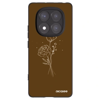 Picasee silikonowe czarne etui na Xiaomi Redmi Note 14 Pro+ 5G - Brown flowers