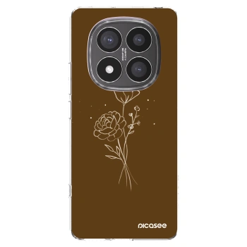 Picasee silikonowe przeźroczyste etui na Xiaomi Redmi Note 14 Pro+ 5G - Brown flowers