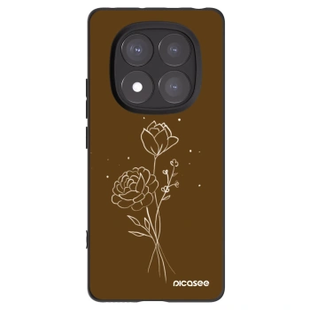 Picasee silikonowe czarne etui na Xiaomi Redmi Note 14 Pro 5G - Brown flowers