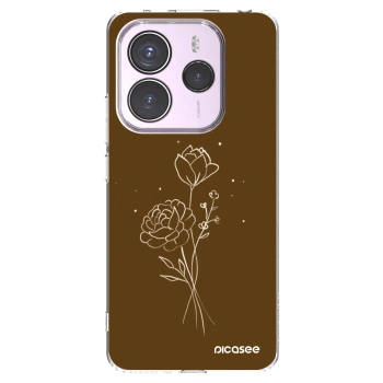 Picasee silikonowe przeźroczyste etui na Xiaomi Redmi Note 14 5G - Brown flowers
