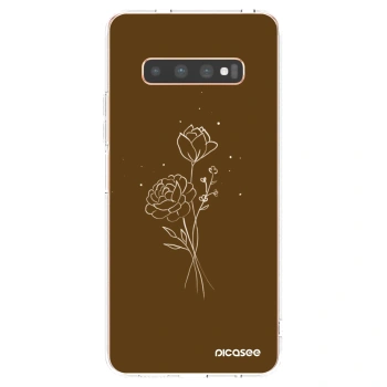 Picasee silikonowe przeźroczyste etui na Samsung Galaxy S10 Plus G975 - Brown flowers