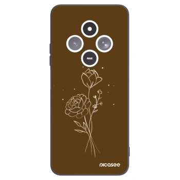 Picasee silikonowe czarne etui na Xiaomi Redmi 14C - Brown flowers