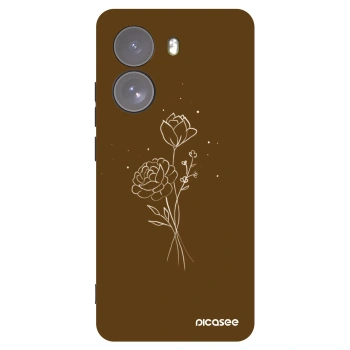 Picasee silikonowe czarne etui na Xiaomi Poco X7 - Brown flowers