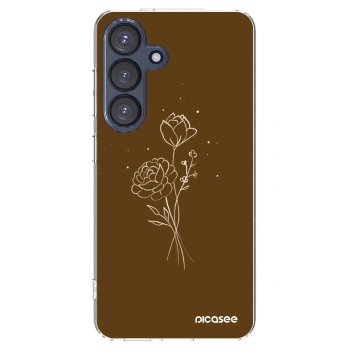 Picasee silikonowe przeźroczyste etui na Samsung Galaxy S25 5G - Brown flowers