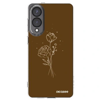 Picasee silikonowe przeźroczyste etui na Samsung Galaxy S25 Edge 5G - Brown flowers