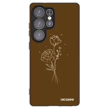 Picasee silikonowe czarne etui na Samsung Galaxy S25 Ultra 5G - Brown flowers
