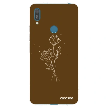 Picasee silikonowe przeźroczyste etui na Huawei Y7 2019 - Brown flowers