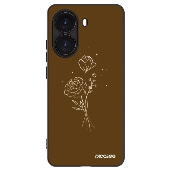 Picasee silikonowe czarne etui na Xiaomi Poco X7 Pro 5G - Brown flowers