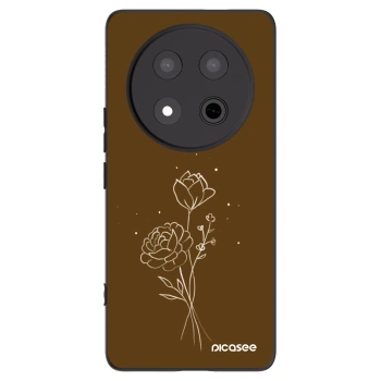 Picasee silikonowe czarne etui na Honor Magic7 Lite 5G - Brown flowers