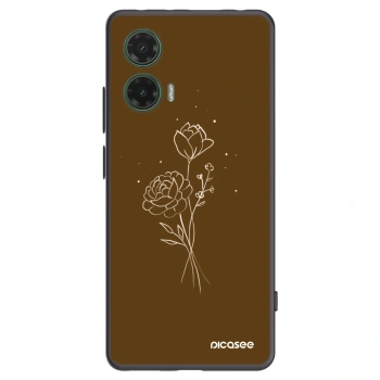 Picasee silikonowe czarne etui na Motorola Moto G35 5G - Brown flowers