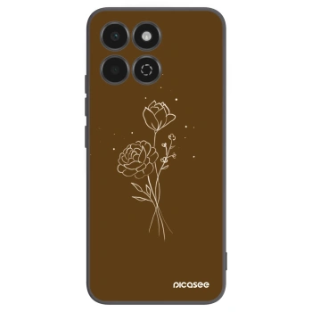 Picasee silikonowe czarne etui na Honor 200 Smart 5G - Brown flowers
