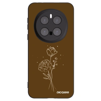 Picasee silikonowe czarne etui na Honor Magic7 Pro 5G - Brown flowers