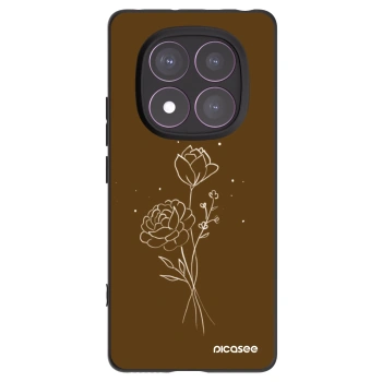 Picasee silikonowe czarne etui na Xiaomi Redmi Note 14 Pro 4G - Brown flowers