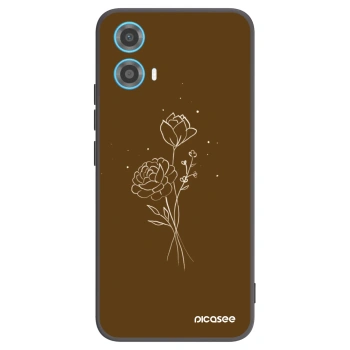Picasee silikonowe czarne etui na Motorola Moto G34 5G - Brown flowers