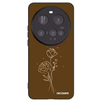 Picasee silikonowe czarne etui na Xiaomi 15 Ultra - Brown flowers