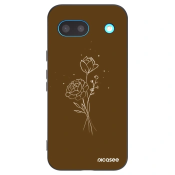 Picasee silikonowe czarne etui na Google Pixel 8a - Brown flowers