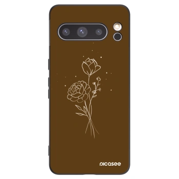 Picasee silikonowe czarne etui na Google Pixel 8 Pro - Brown flowers