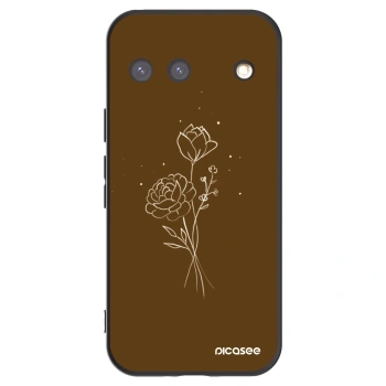 Picasee silikonowe czarne etui na Google Pixel 9 - Brown flowers