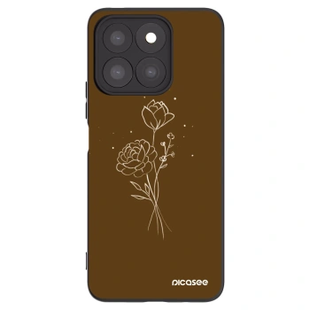 Picasee silikonowe czarne etui na Honor X8c - Brown flowers