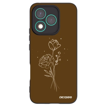 Picasee silikonowe czarne etui na Honor 400 Lite 5G - Brown flowers