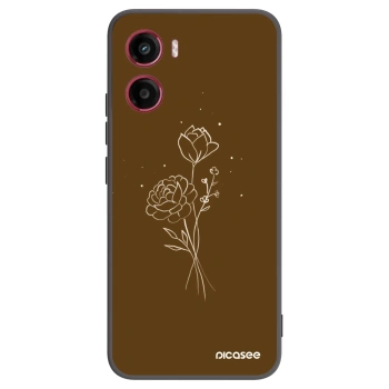 Picasee silikonowe czarne etui na Motorola Moto G05 - Brown flowers