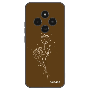 Picasee silikonowe czarne etui na Xiaomi Poco C75 - Brown flowers