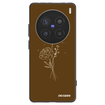 Picasee silikonowe czarne etui na Vivo X200 Pro - Brown flowers