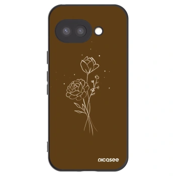Picasee silikonowe czarne etui na Google Pixel 9a - Brown flowers