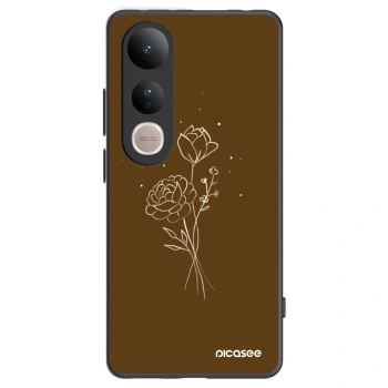 Picasee silikonowe czarne etui na Vivo V50 Lite 5G - Brown flowers