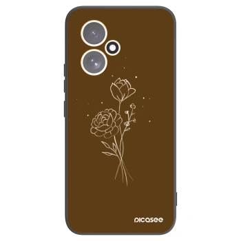Picasee silikonowe czarne etui na Honor 400 5G - Brown flowers